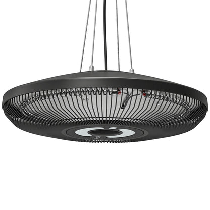 Outsunny Hanging Electric Patio Heater with LED Light, 1000/2000 W IP65 Outdoor Infrared Heater with Touch/Remote Control, Black