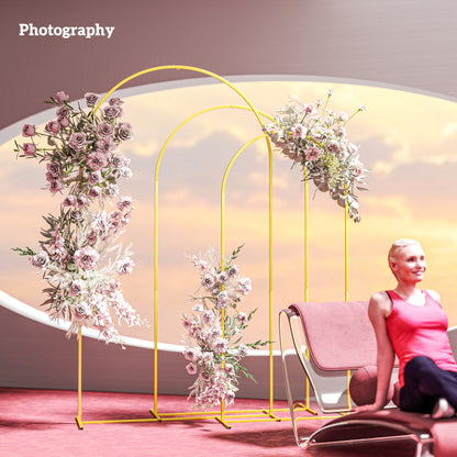 Zestaw ram łukowych Outsunny Wedding Arch, 2,2, 2, 1,8 m Metalowy stojak na łuki, zestaw 3 sztuk, zestaw stojaków na łuki balonowe na przyjęcia urodzinowe, wieczór panieński, ukończenie szkoły, ceremonię, dekoracje bankietowe, złoty odcień