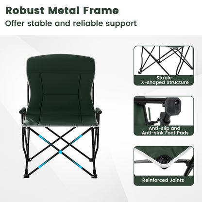 Camping Chair with Adjustable Umbrella and Portable Carrying Bag-Green 2 Pack