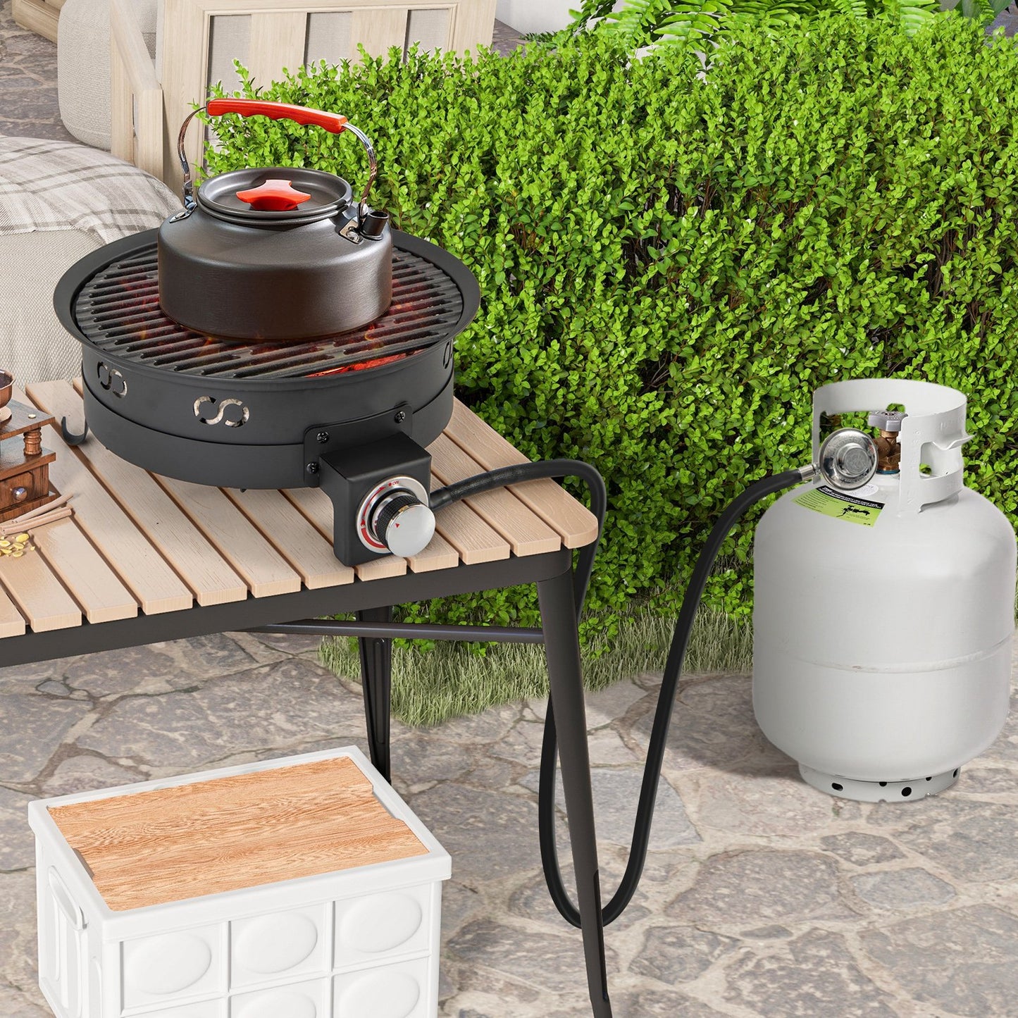 Camping 44cm 58000 BTU Propane Firepit Portable Gas Fire Pit