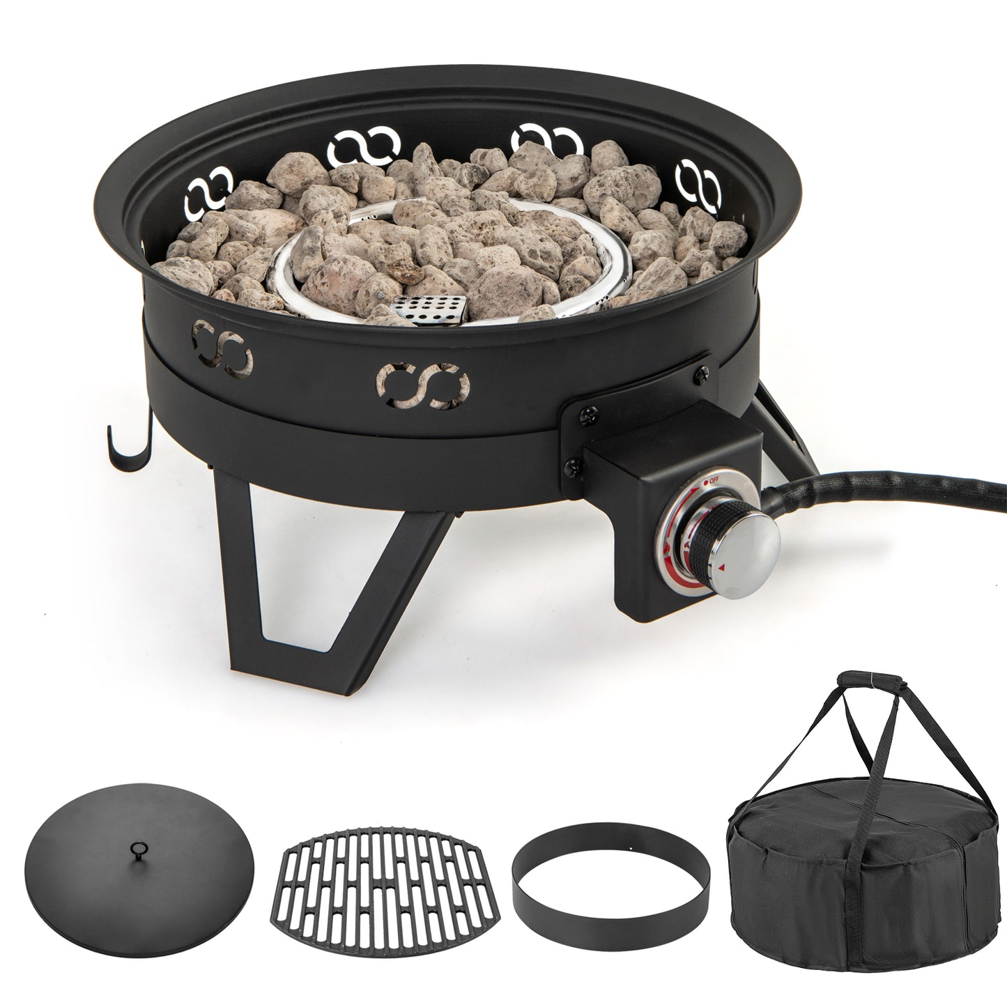 Camping 44cm 58000 BTU Propane Firepit Portable Gas Fire Pit