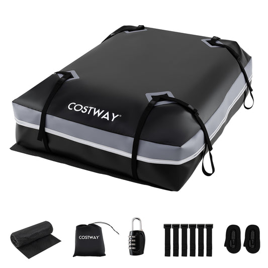Car Rooftop Cargo Carrier Waterproof Heavy-Duty PVC Roof Bag Storage Bag-Grey-L