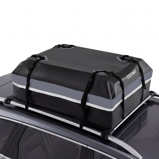 Car Rooftop Cargo Carrier Waterproof Heavy-Duty PVC Roof Bag Storage Bag-Grey-M