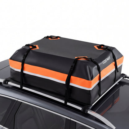 Car Rooftop Cargo Carrier Waterproof Heavy-Duty PVC Roof Bag Storage Bag-Orange-M