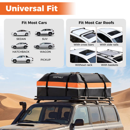 Car Rooftop Cargo Carrier Waterproof Heavy-Duty PVC Roof Bag Storage Bag-Orange-M