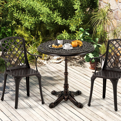 68CM Round Cast Aluminum Patio Bistro Table with Hollow Top-Copper