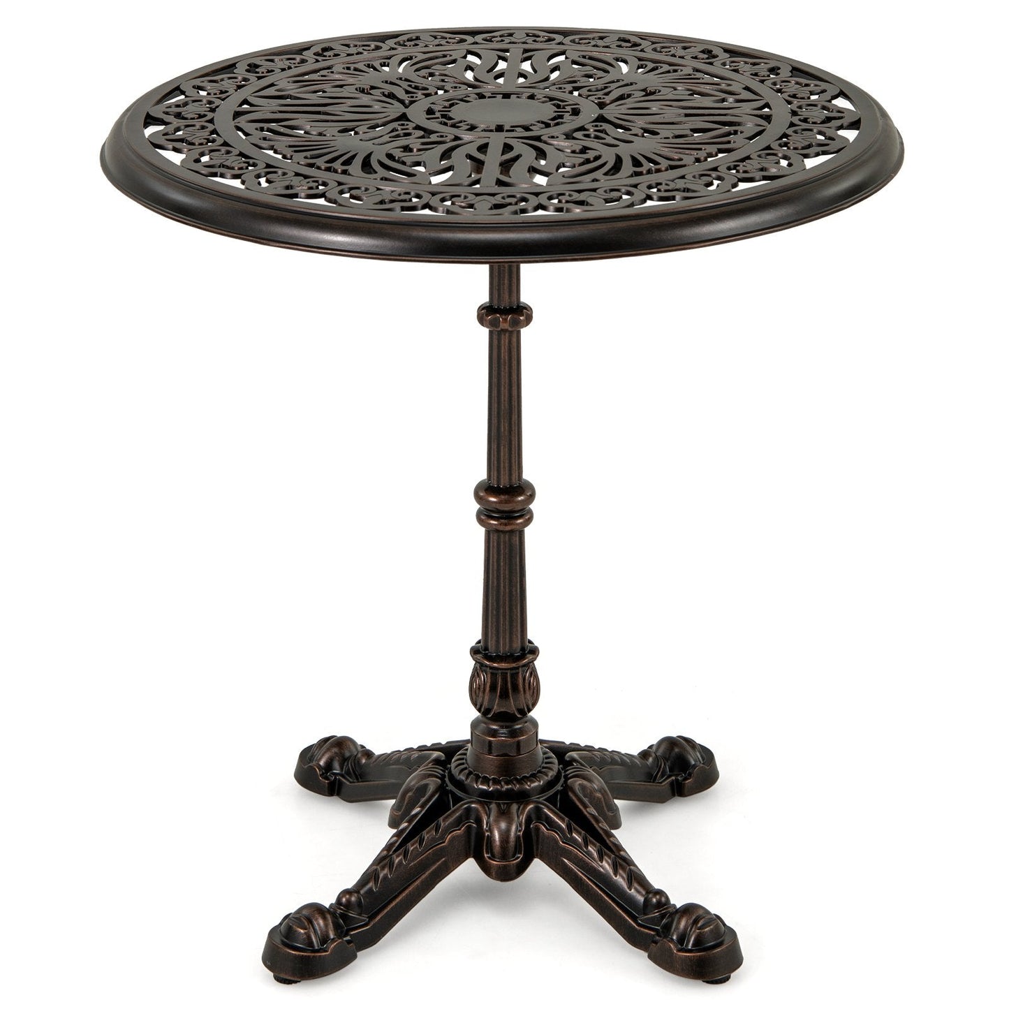 68CM Round Cast Aluminum Patio Bistro Table with Hollow Top-Copper