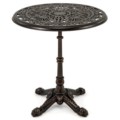 68CM Round Cast Aluminum Patio Bistro Table with Hollow Top-Copper
