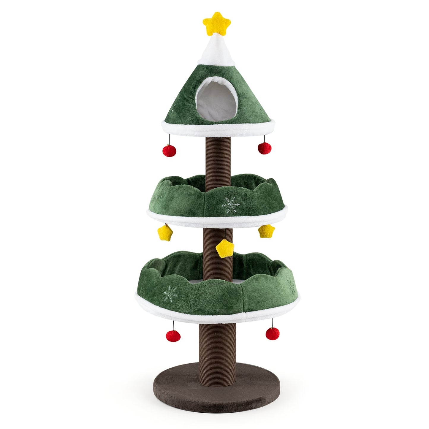 Cat Christmas Tree with Cozy Condo and Scratching Posts-Green