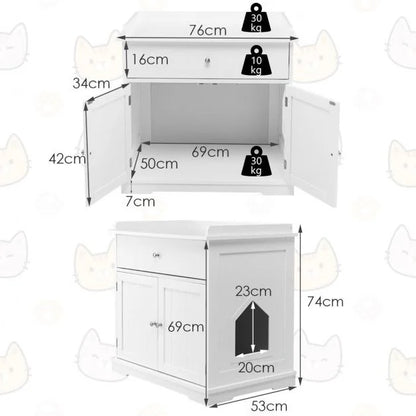 Cat Furniture with Cat litter box enclosure Semi-auto Open-top Cat Litter Box and 179cm Cat Tree