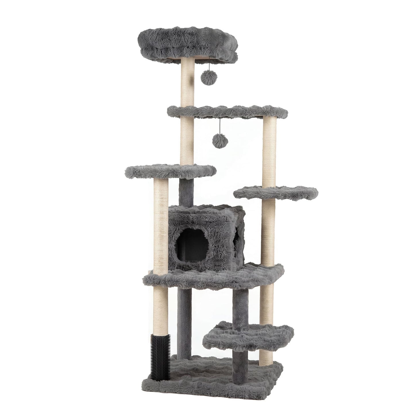 Cat Tree with Sisal Scratching Posts and Platform for Indoor Cats-Grey