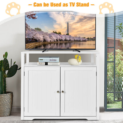 Cat Litter Box Enclosure with Adjustable and Removable Divider-White