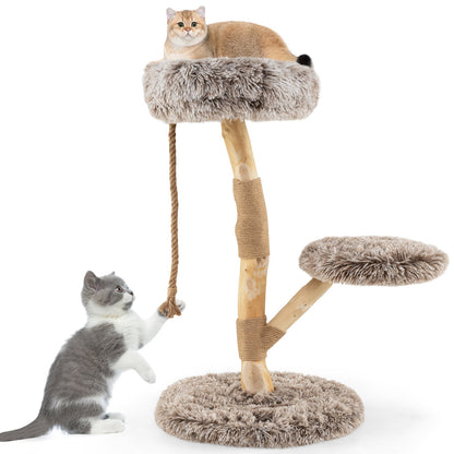 90CM Modern Wooden Cat Tree Tower with Perch for Indoor Use-Grey