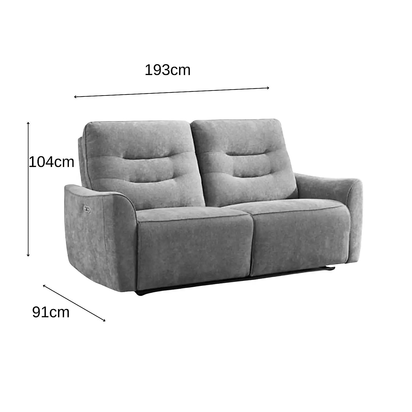 Cavendish 3 Seater Sofa Grey (Power Recliner)