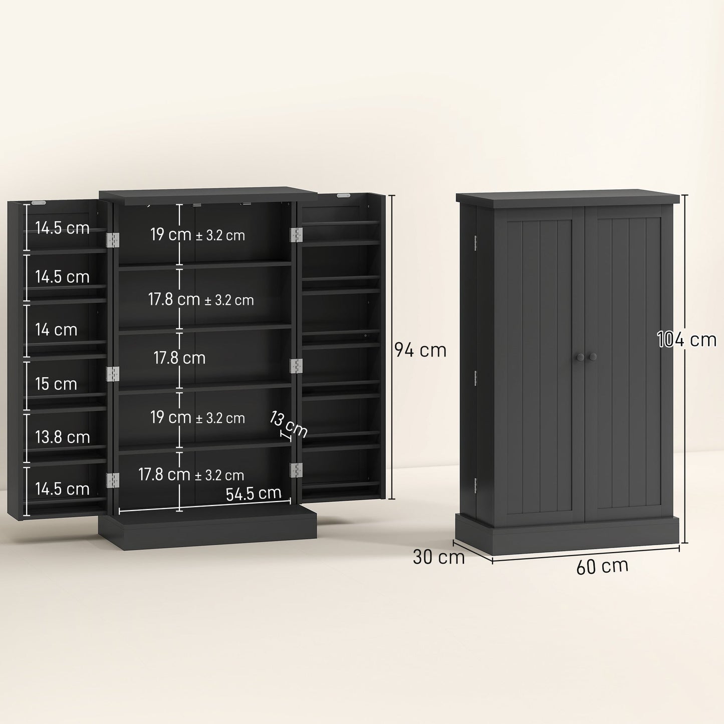 HOMCOM Kitchen Cupboard, Freestanding Multi-Storage Kitchen Pantry Cabinet with Adjustable Shelves, Black