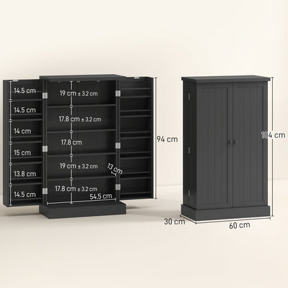 HOMCOM Kitchen Cupboard, Freestanding Multi-Storage Kitchen Pantry Cabinet with Adjustable Shelves, Black