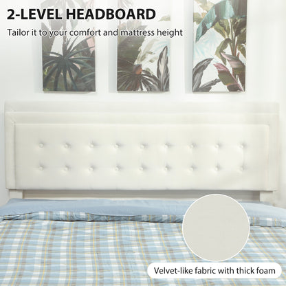 HOMCOM King Size Ottoman Bed Frame, with Front Drawer - Cream