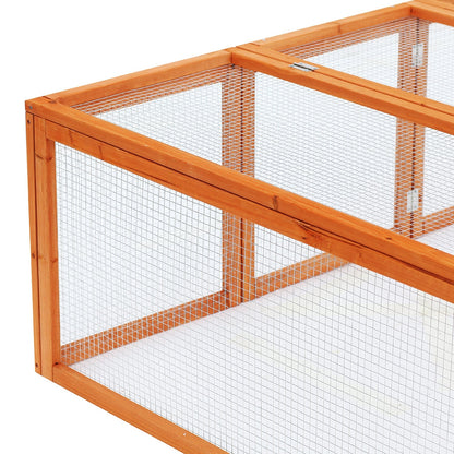 Pawhut Wooden Rabbit Hutch Outdoor, Guinea Pig Hutch, Bunny Cage with Wire Mesh Safety Run Play Space