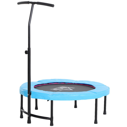 HOMCOM 40'' Fitness Trampoline with Adjustable Handle, Rebounder Trampoline Mini Jumper for Indoor Exercise Workout, Support Up to 100kg, Blue