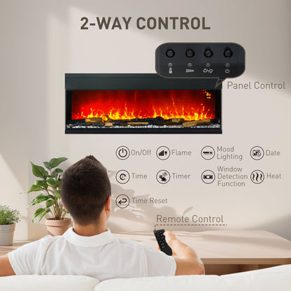 HOMCOM 1800W 15-40√¢‚Äû∆í Regulowany płomień szklany panel konwektorowy, 127 cm