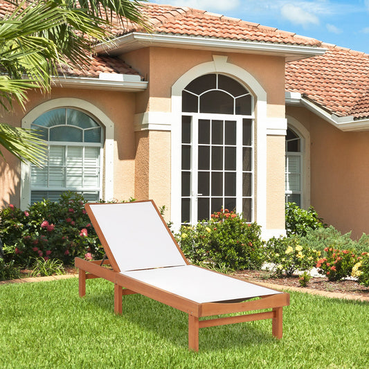 Solid Wood Back Adjustable Patio Lounge Chair
