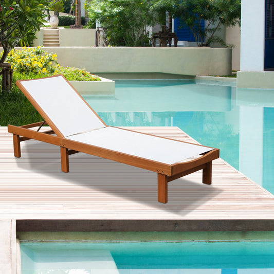 Solid Wood Back Adjustable Patio Lounge Chair