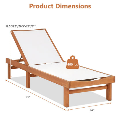 Solid Wood Back Adjustable Patio Lounge Chair