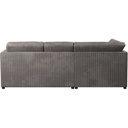 Chicago Jumbo Cord Full Back  Grey Corner Sofa