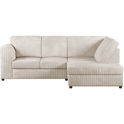 Chicago Jumbo Cord Full Back  Grey Corner Sofa