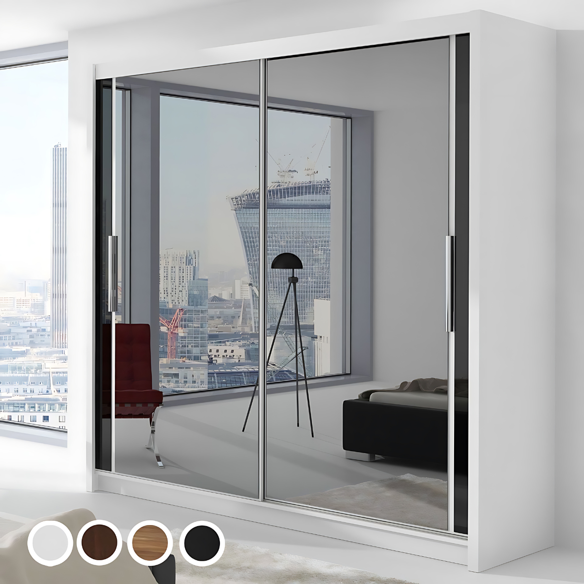 Chicago Sliding Door Wardrobe - White, Black, Oak, Walnut, Wenge, Grey