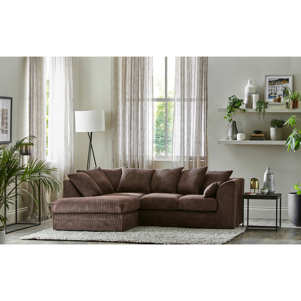 Chicago Jumbo Cord Black Corner Sofa