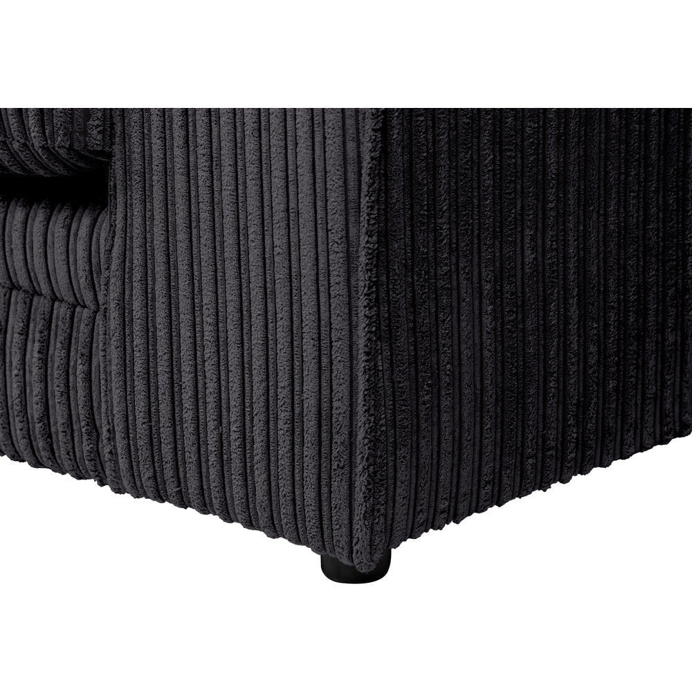 Chicago Jumbo Cord Black Corner Sofa