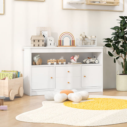 Wooden Kids Toy Children Bookshelf Storage Chest with Open Shelf-White