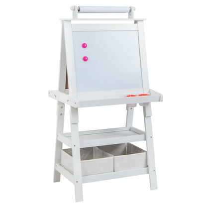 Children's Double-Sided Art Easel with Paper Roll-White