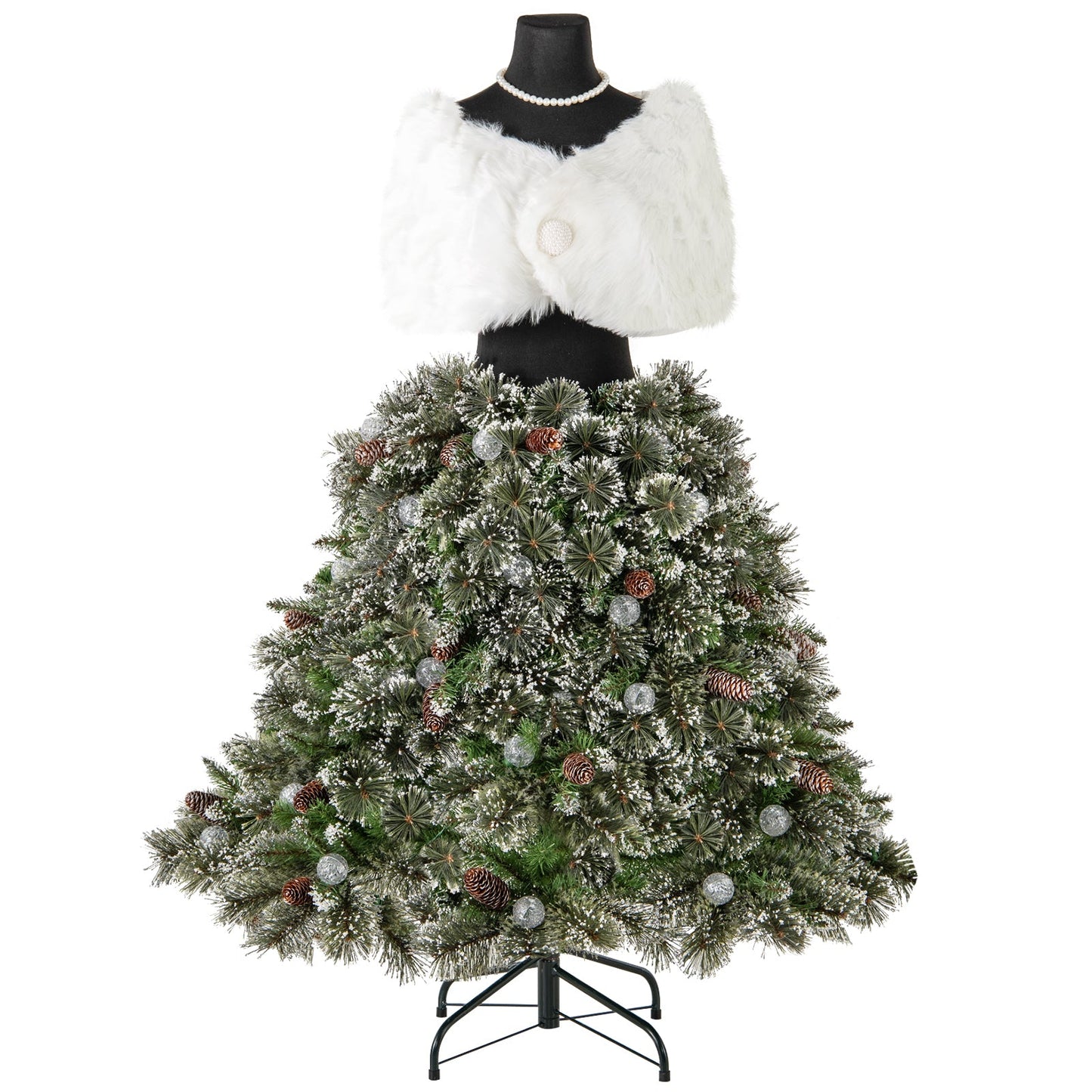 Pre-lit Mannequin Hinged Dress Form Artificial Christmas Tree for Home Office