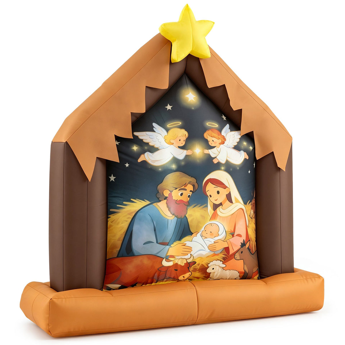 Christmas Inflatable Nativity Scene with Built-in Lights and 4 Ground Stakes