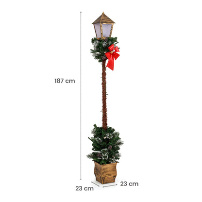 6.1 FT Christmas Pre-lit Street Lamp with Artificial Greenery