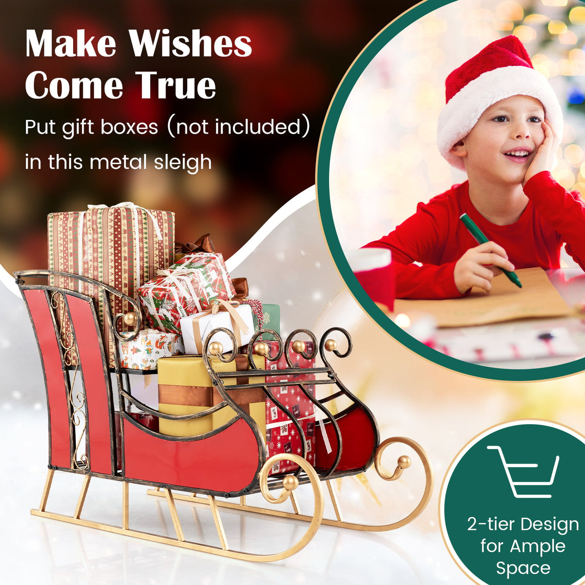 Christmas Santa Sleigh with 2-Tier Storage Shelf