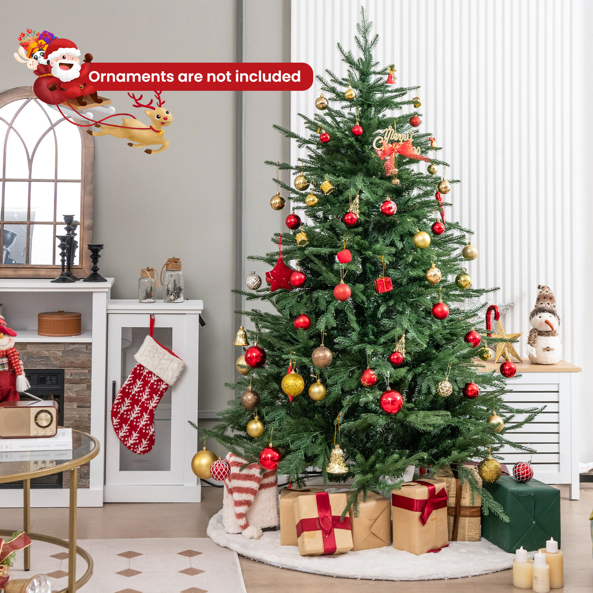 Pre-Lit Christmas Tree with LED Lights and 8 Lighting Modes-6 ft