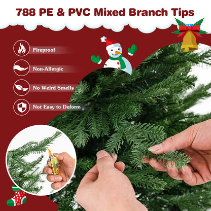 Pre-Lit Christmas Tree with LED Lights and 8 Lighting Modes-6 ft