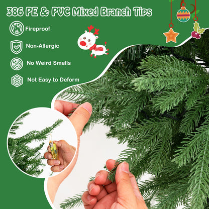Pre-Lit Christmas Tree with LED Lights and 8 Lighting Modes-4.5 FT