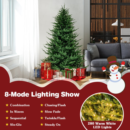 Pre-Lit Christmas Tree with LED Lights and 8 Lighting Modes-6 ft