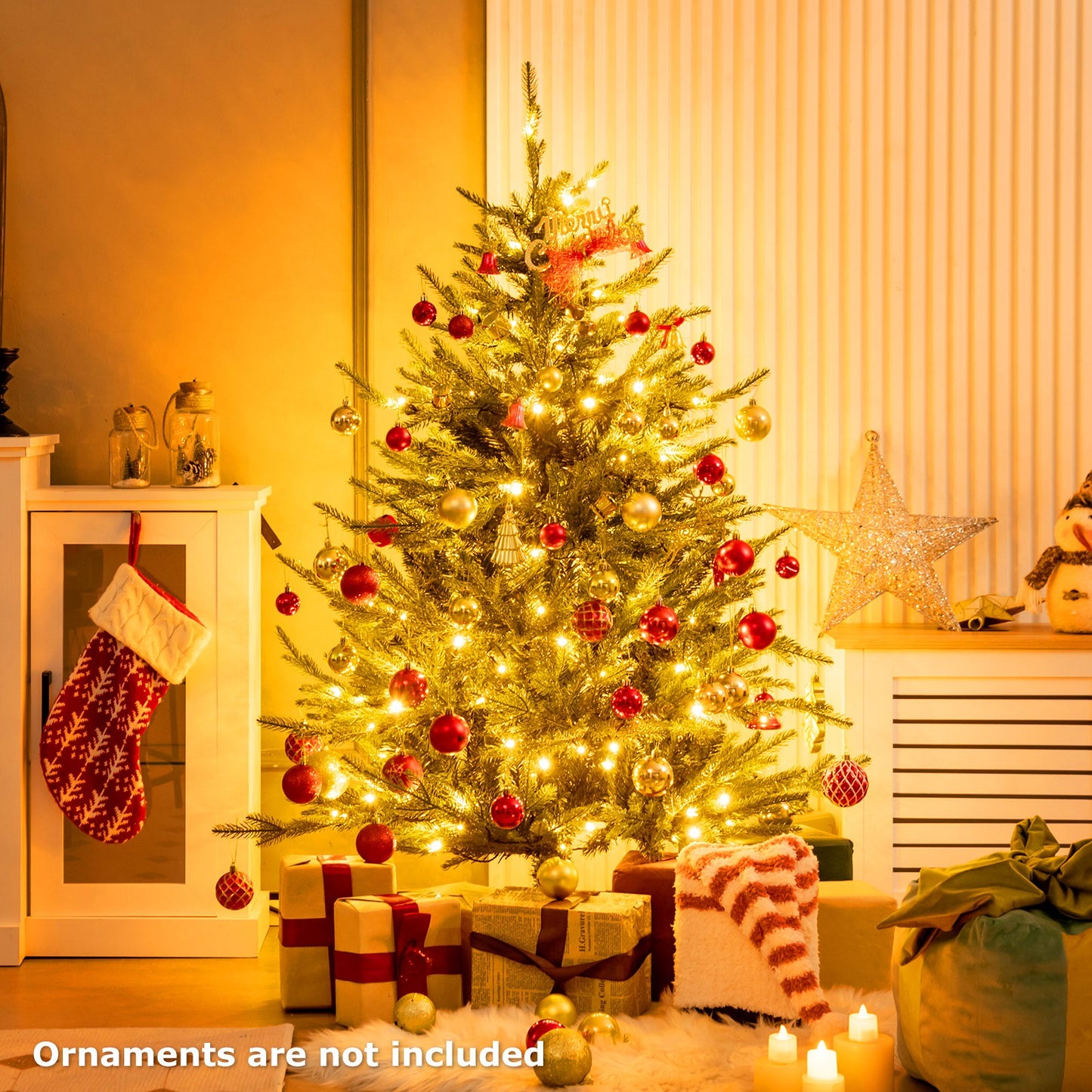 Pre-Lit Christmas Tree with LED Lights and 8 Lighting Modes-4.5 FT