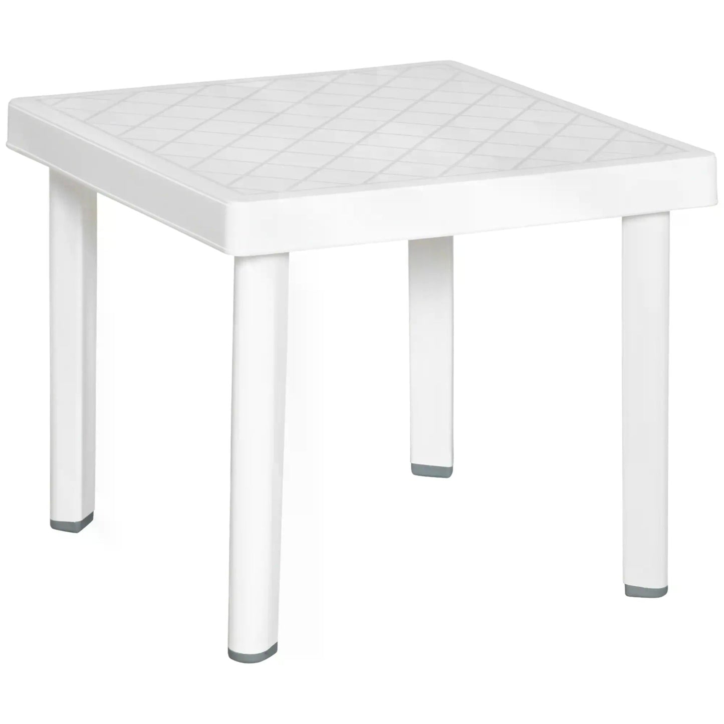 Outsunny Garden Side Table Plastic Outdoor Square Coffee End Table for Drink Snack, White