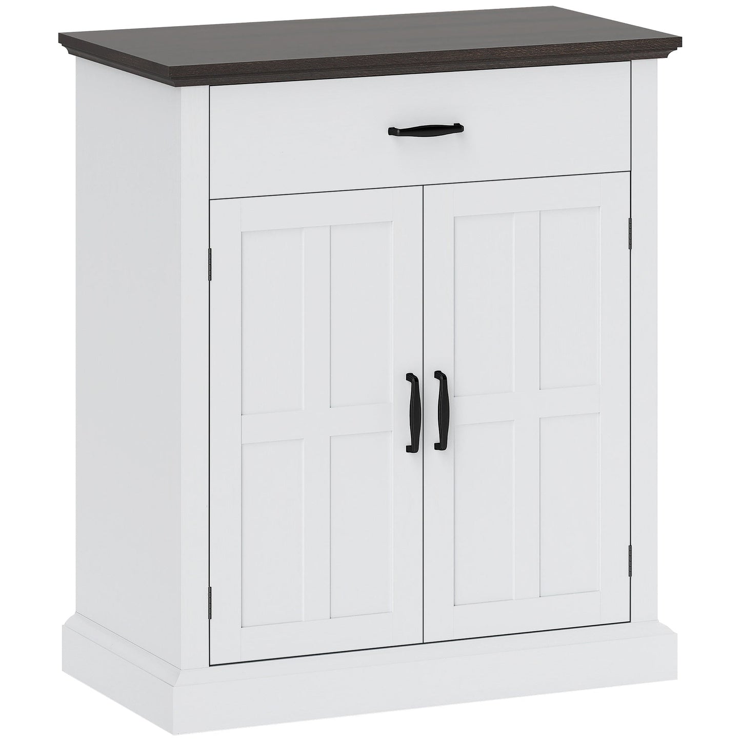 HOMCOM Farmhouse Sideboard with 3 cm Thick Top 2 Barn Doors - White