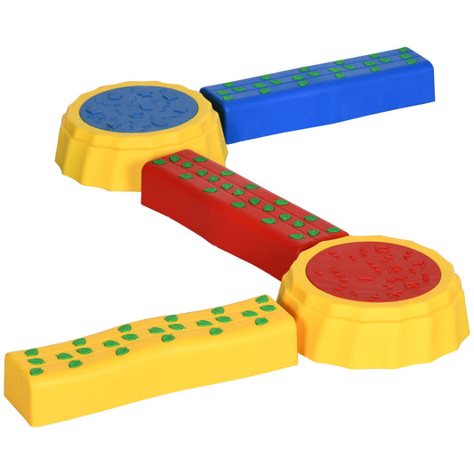 5 Piece Kids Balance Beam, Balance Bridge W/ Non-slip Surface & Bottom, Stackable Stepping Stones for toddler, Strength Coordination Training