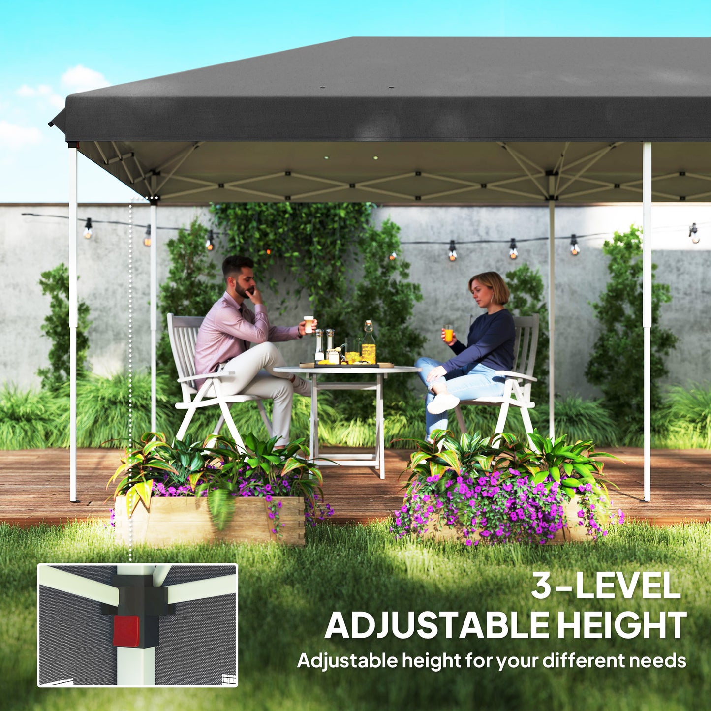 Outsunny 3 x 6m Pop Up Gazebo, zadaszenie zewnętrzne, namiot imprezowy na wesele z 6 ściankami z siatki i torbą transportową, czarny