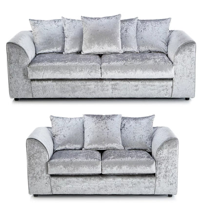 Classic Design Crushed Velvet 3+2 Sofas - Silver or Black