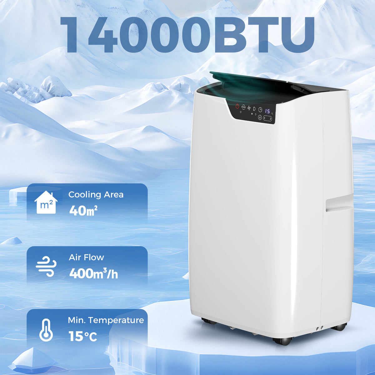 HOMCOM Portable Air Conditioner 14000 BTU, 4-in-1 AC Unit with Cool, Dehumidifier, Fan, Sleep Mode, WiFi Voice Remote Control