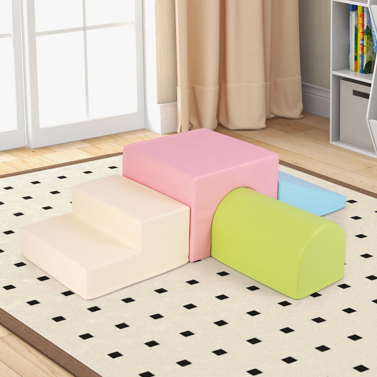 Climb and Crawl Foam Block Play Set for Infant Baby and Toddlers-Pink